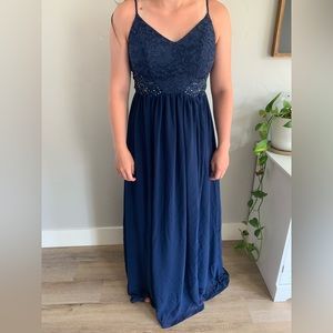 Size 7, navy blue prom dress